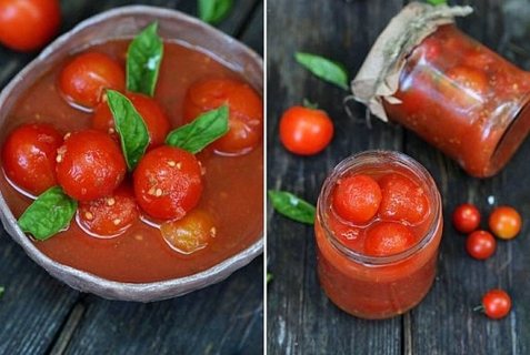 помидоры черри в собственном соку в миске